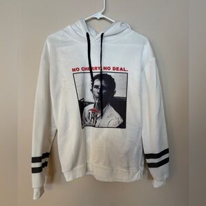 Stranger Things White Graphic Hoodie 'No Cherry No Deal' Print size med unisex